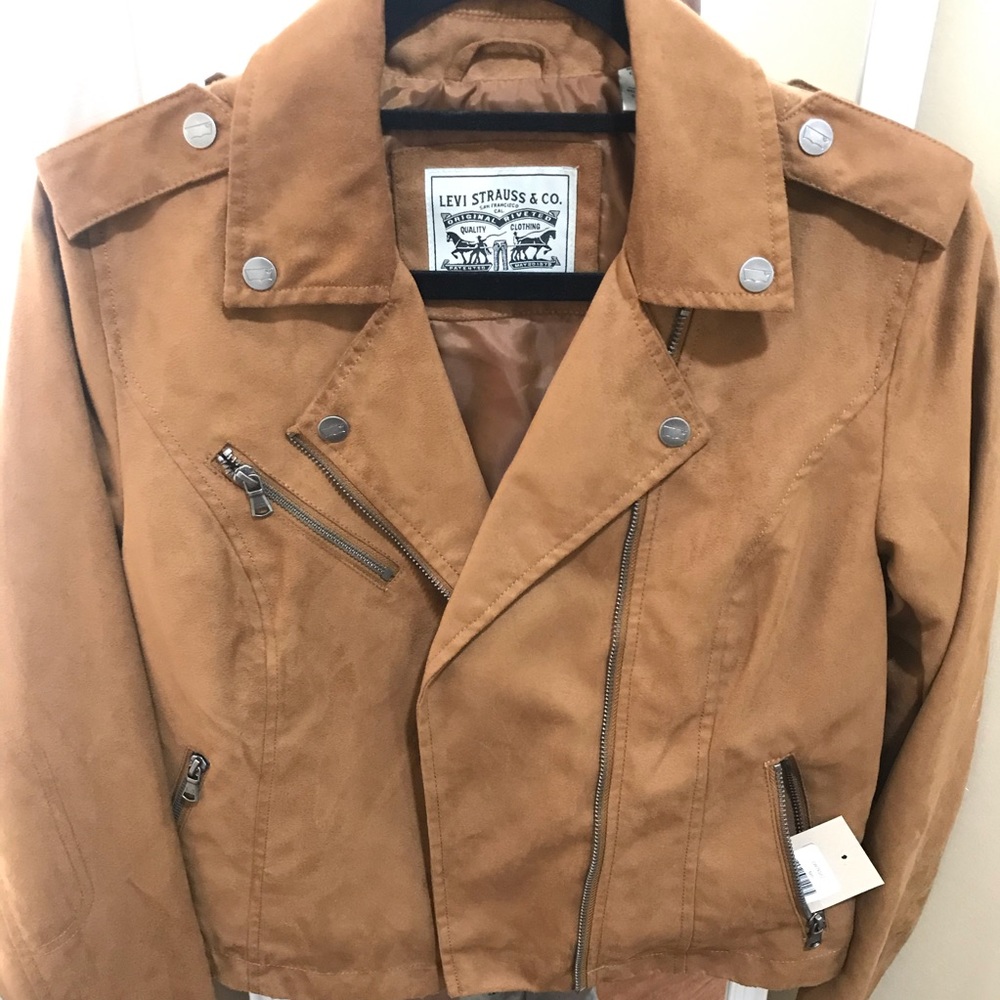 Levi’s Asymmetrical Faux Suede Tan Moto Jacket S - Picture 7 of 10